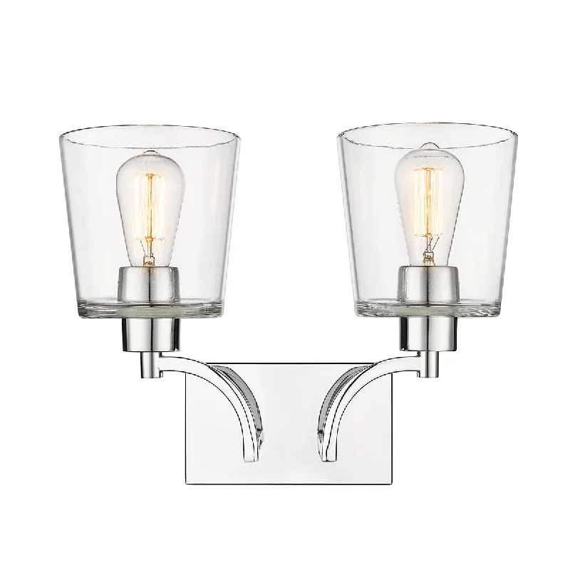 Industrial Task Lighting for Precision Workstations2 Lamps Evalon Vanity Light - Chrome - Clear Glass - 16in. Wide