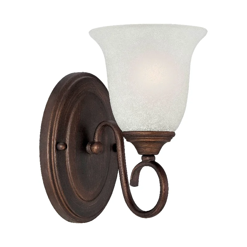 Industrial Lighting for Textile MillsSingle Lamp Wall Sconce - Rubbed Bronze - Light India Scavo Glass - 7.5in. Extension - E26 Medium Base Industrial Lighting for Textile MillsSingle Lamp Wall Sconce - Rubbed Bronze - Light India Scavo Glass - 7.5in. Extension - E26 Medium Base