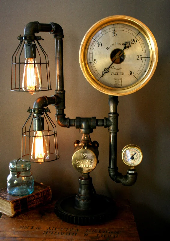 Industrial Exit Sign Lighting for Quick EvacuationMachine Age Steampunk Steam Gauge Lamp #44 -SOLD Industrial Exit Sign Lighting for Quick EvacuationMachine Age Steampunk Steam Gauge Lamp #44 -SOLD