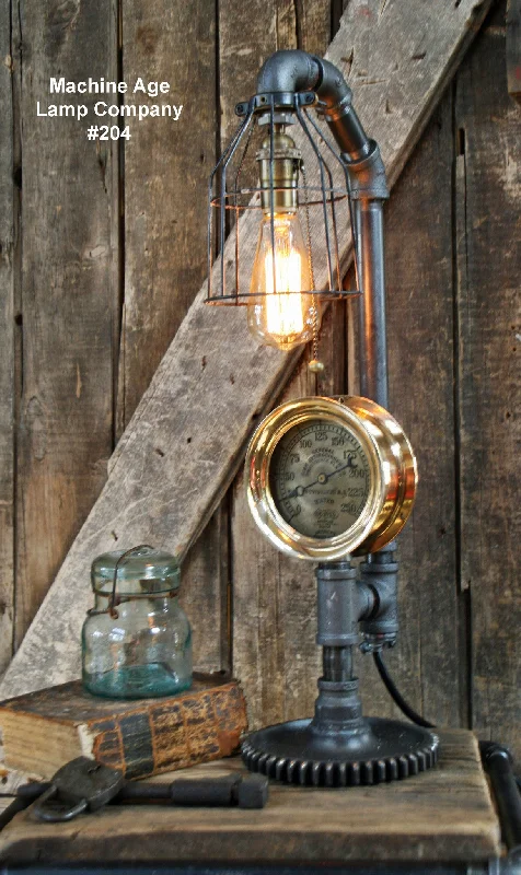 Industrial Ceiling - Mounted Lighting for Assembly PlantsCopy of Steampunk Lamp, Steam Gauge and Gear Base # 3000 Industrial Ceiling - Mounted Lighting for Assembly PlantsCopy of Steampunk Lamp, Steam Gauge and Gear Base # 3000