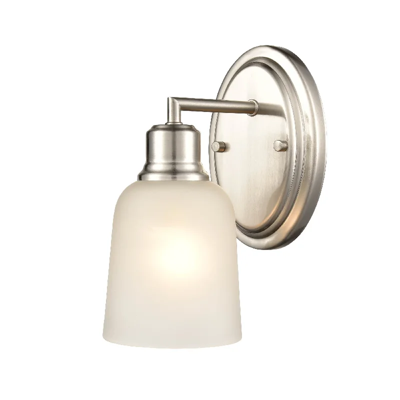 Industrial Lighting for Pharmaceutical ManufacturingAmberle Wall Sconce - Brushed Nickel - Frosted White Glass - 7.5in. Extension - E26 Medium Base Industrial Lighting for Pharmaceutical ManufacturingAmberle Wall Sconce - Brushed Nickel - Frosted White Glass - 7.5in. Extension - E26 Medium Base