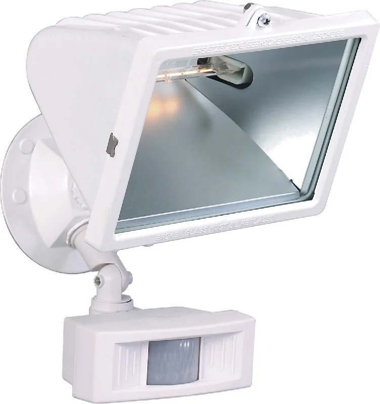 Nuvo Lighting 76-508 One Light Exterior Outdoor Motion Halogen Flood in White Finish Nuvo Lighting 76-508 One Light Exterior Outdoor Motion Halogen Flood in White Finish