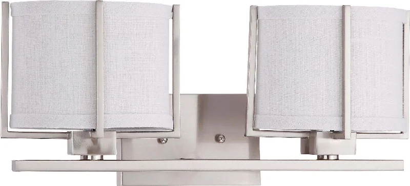 Nuvo Lighting 60-4342 Portia Collection Two Light Energy Efficiencient Fluorescent GU24 Bath Vanity Wall Mount in Brushed Nickel Finish Nuvo Lighting 60-4342 Portia Collection Two Light Energy Efficiencient Fluorescent GU24 Bath Vanity Wall Mount in Brushed Nickel Finish