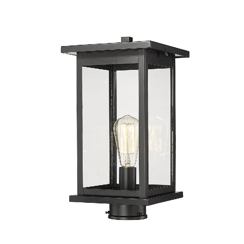 Dimmable Industrial Lighting for Ambiance ControlBowton Outdoor Post Top Lantern - Powder Coat Black - Clear Glass - 8.5in. Diameter - E26 Medium Base Dimmable Industrial Lighting for Ambiance ControlBowton Outdoor Post Top Lantern - Powder Coat Black - Clear Glass - 8.5in. Diameter - E26 Medium Base