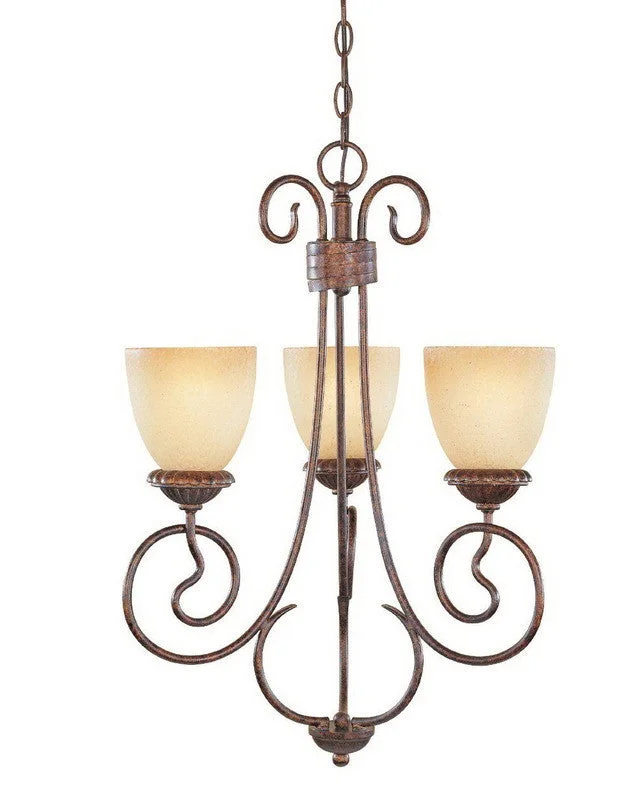 Designers Fountain Lighting 99383 AUB Belaire Collection Three Light Hanging Chandelier in Aged Umber Bronze Finish