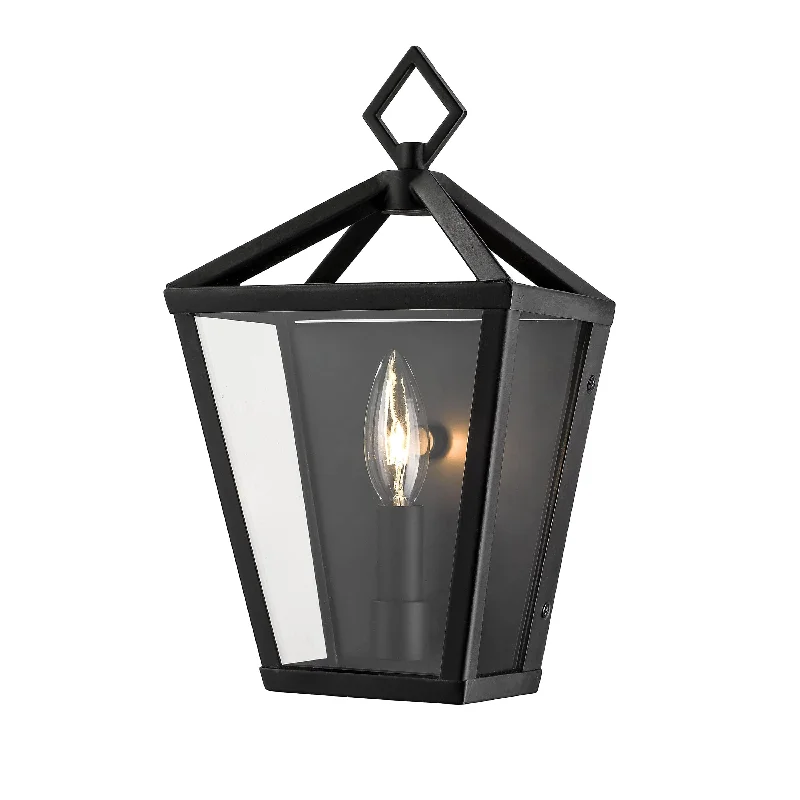 Color - Tunable Industrial Lighting for Special ApplicationsArnold Outdoor Wall Sconce - Powder Coat Black - Clear Glass - 4.5in. Extension - E12 Candelabra Base