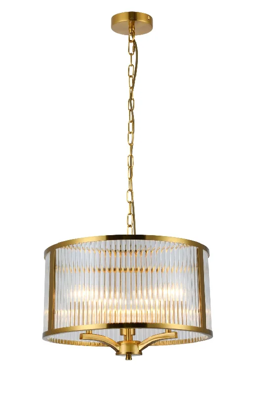 Essie 3Lt Hanging Ceiling Light  - Chrome / Satin Brass
