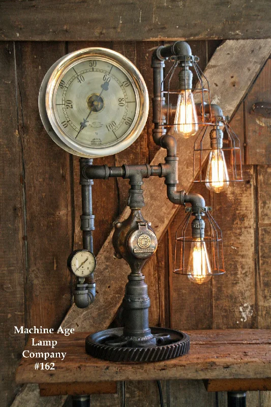 Industrial Lighting for Woodworking FactoriesSteampunk Lamp, Steam Gauge Lighting #162 - SOLD Industrial Lighting for Woodworking FactoriesSteampunk Lamp, Steam Gauge Lighting #162 - SOLD