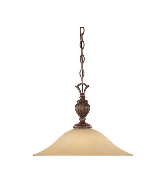 Designers Fountain Lighting 81532 BWG Montreaux Collection One Light Hanging Pendant Chandelier in Burnt Walnut with Gold Accents Finish