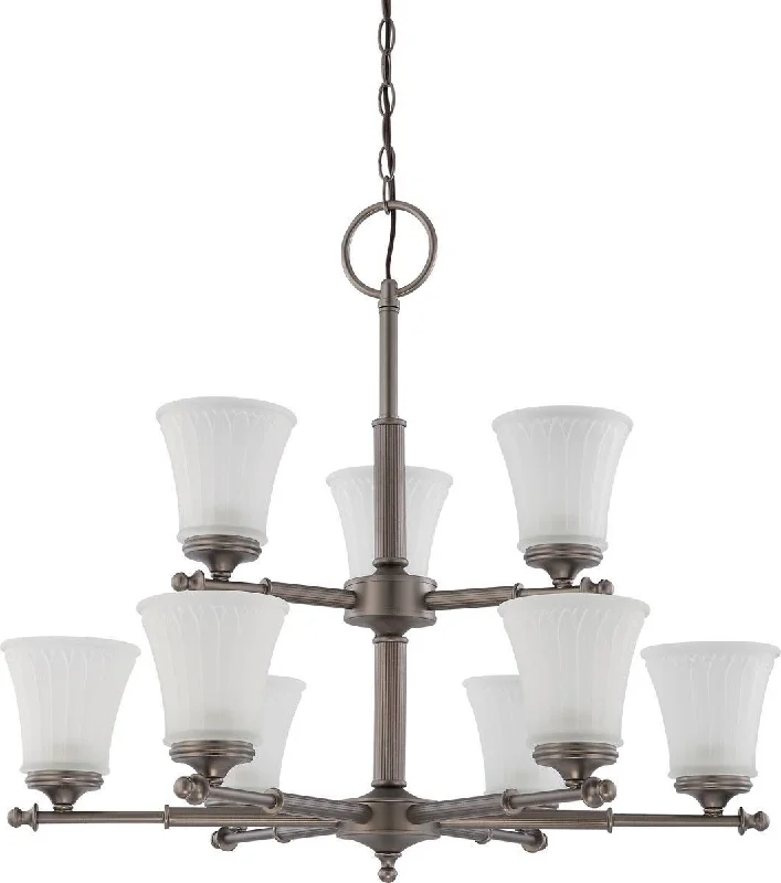 Nuvo Lighting 60-4019 Teller Collection Nine Light Hanging Chandelier in Aged Pewter Finish Nuvo Lighting 60-4019 Teller Collection Nine Light Hanging Chandelier in Aged Pewter Finish