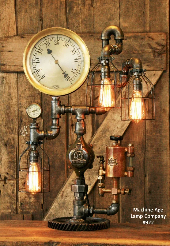 Color - Tunable Industrial Lighting for Special ApplicationsSteampunk Industrial Steam Gauge Lamp, American Oiler, #922 - SOLD Color - Tunable Industrial Lighting for Special ApplicationsSteampunk Industrial Steam Gauge Lamp, American Oiler, #922 - SOLD