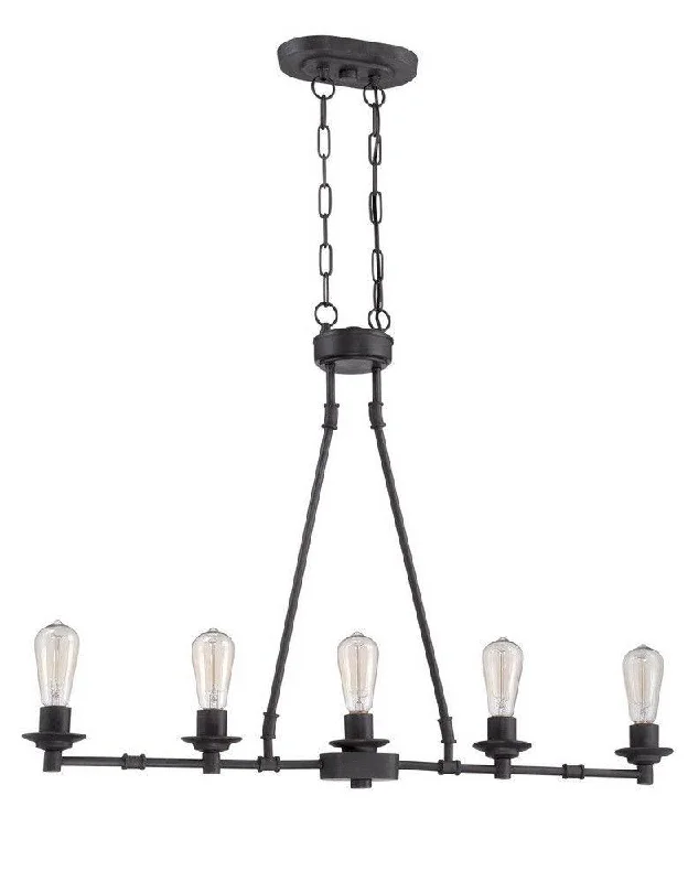 Craftmade Lighting 37875 ABZ Hadley Collection Five Light Hanging Linear Chandelier in Aged Bronze Finish