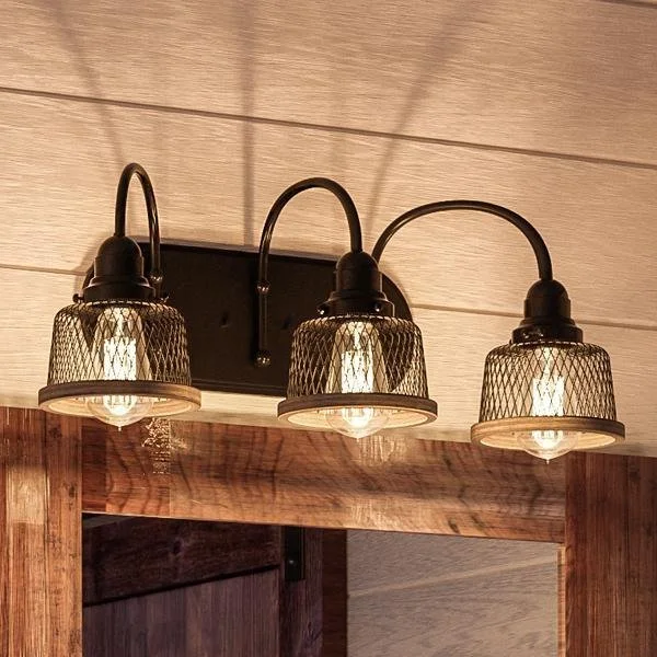 Waterproof Industrial Lighting for Wet AreasUHP2723 Vintage Bathroom Vanity Light, 8.375"H x 23.375"W, Olde Bronze Finish, Eugene Collection Waterproof Industrial Lighting for Wet AreasUHP2723 Vintage Bathroom Vanity Light, 8.375"H x 23.375"W, Olde Bronze Finish, Eugene Collection