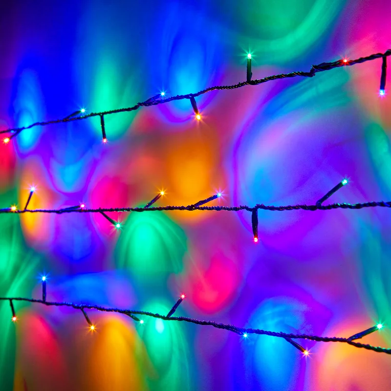 String Lights for Seasonal Decorations (Spring, Fall, etc.)Essential Connect 30m 300 Multi Coloured Connectable Fairy Lights Green Cable