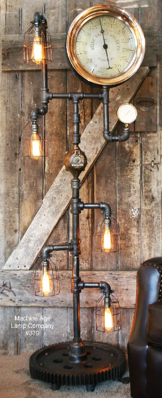 Dimmable Industrial Lighting for Ambiance ControlSteampunk Industrial Steam Gauge and Gear Floor Lamp #379 Dimmable Industrial Lighting for Ambiance ControlSteampunk Industrial Steam Gauge and Gear Floor Lamp #379