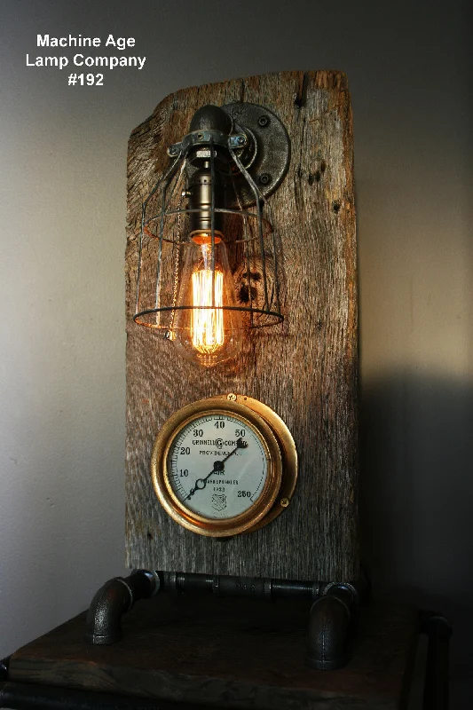 Industrial Lighting for Pharmaceutical ManufacturingSteampunk Lamp, Antique Steam Gauge, Barnwood #192 Industrial Lighting for Pharmaceutical ManufacturingSteampunk Lamp, Antique Steam Gauge, Barnwood #192