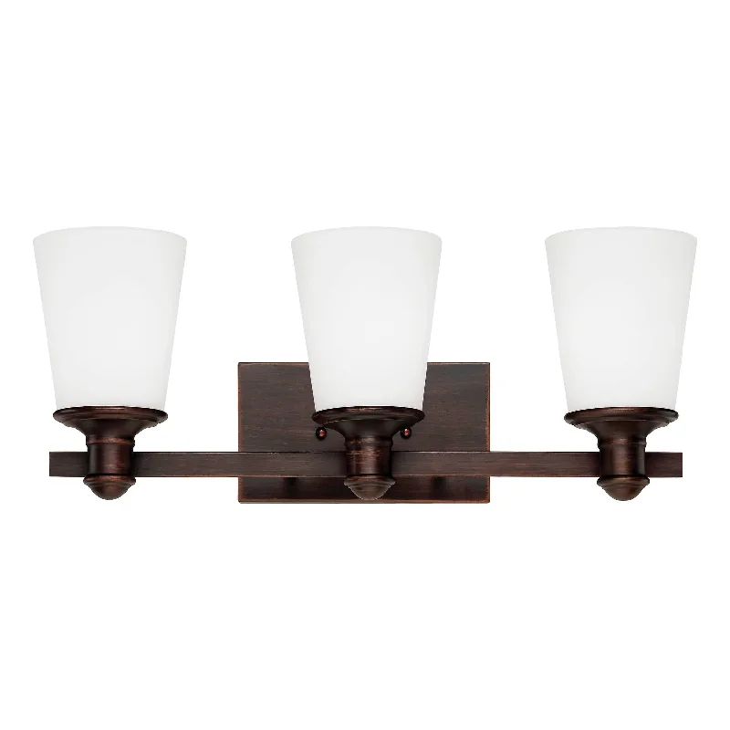 Industrial Flood Lighting for Outdoor Loading Docks3 Lamps Cimmaron Vanity Light - Rubbed Bronze - Etched White Glass - 20in. Wide Industrial Flood Lighting for Outdoor Loading Docks3 Lamps Cimmaron Vanity Light - Rubbed Bronze - Etched White Glass - 20in. Wide