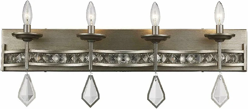 Trans Globe Lighting 70774 ASL Four Light Bath Vanity Wall Fixture in Antique Silver Finish Trans Globe Lighting 70774 ASL Four Light Bath Vanity Wall Fixture in Antique Silver Finish