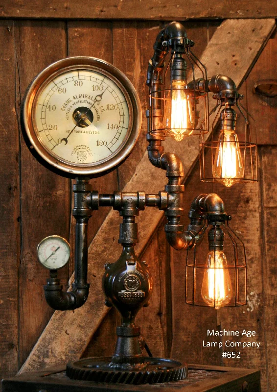 Industrial Flood Lighting for Outdoor Loading DocksSteampunk Industrial Steam Gauge Lamp, #652 - SOLD Industrial Flood Lighting for Outdoor Loading DocksSteampunk Industrial Steam Gauge Lamp, #652 - SOLD