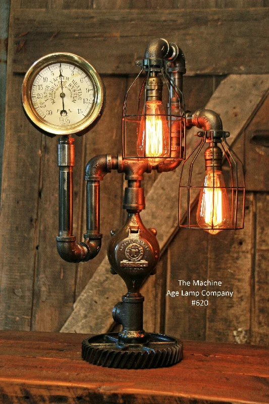 Industrial Area Lighting for Large Open SpacesSteampunk Industrial Steam Gauge Lamp, #620 - SOLD Industrial Area Lighting for Large Open SpacesSteampunk Industrial Steam Gauge Lamp, #620 - SOLD