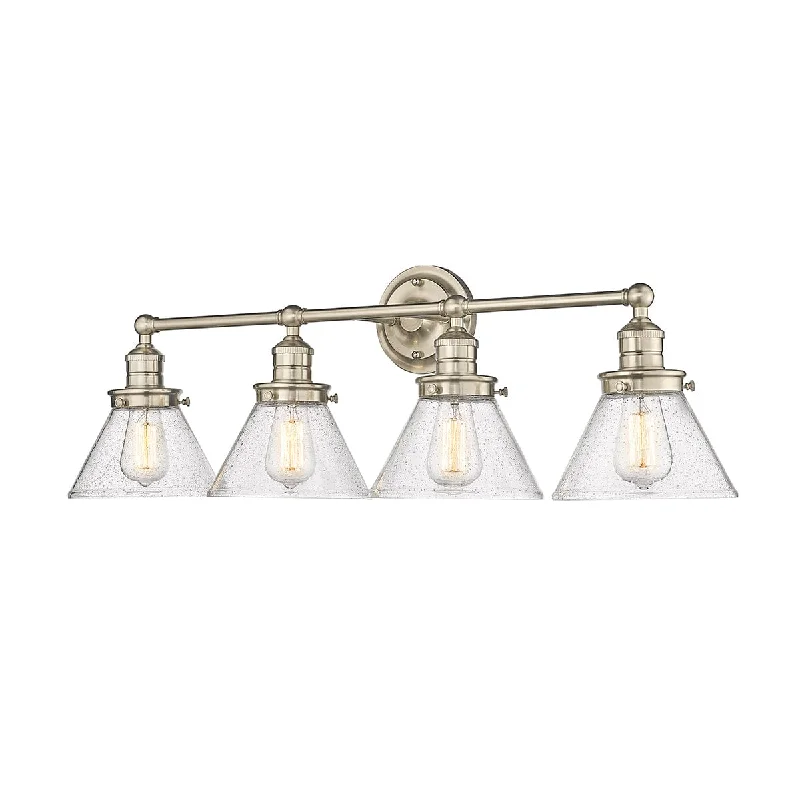 Industrial Lighting for Chemical Plants4 Lamps Eyden Vanity Light - Modern Gold - Clear Seeded Glass - 34.875in. Wide Industrial Lighting for Chemical Plants4 Lamps Eyden Vanity Light - Modern Gold - Clear Seeded Glass - 34.875in. Wide