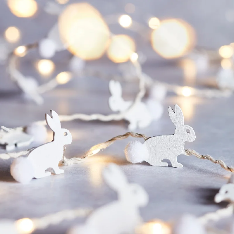 Twinkling String Lights for a Magical Atmosphere20 Wooden Bunny Micro Fairy Lights