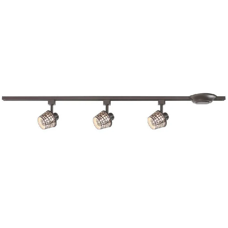 CE 38642 Three Light Convertible Basket Linear Line Voltage Track Kit in Antique Bronze Finish CE 38642 Three Light Convertible Basket Linear Line Voltage Track Kit in Antique Bronze Finish