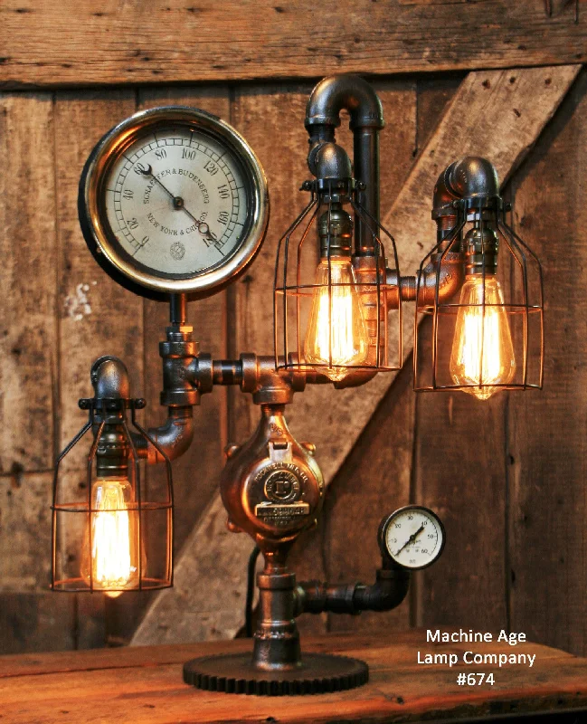 Industrial Flood Lighting for Outdoor Loading DocksSteampunk Industrial, Steam Gauge Lamp #674 Industrial Flood Lighting for Outdoor Loading DocksSteampunk Industrial, Steam Gauge Lamp #674