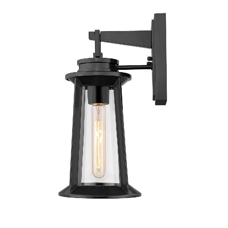 Waterproof Industrial Lighting for Wet AreasBolling Outdoor Wall Sconce - Powder Coat Black - Clear Glass - 8.375in Extension - E26 Medium Base