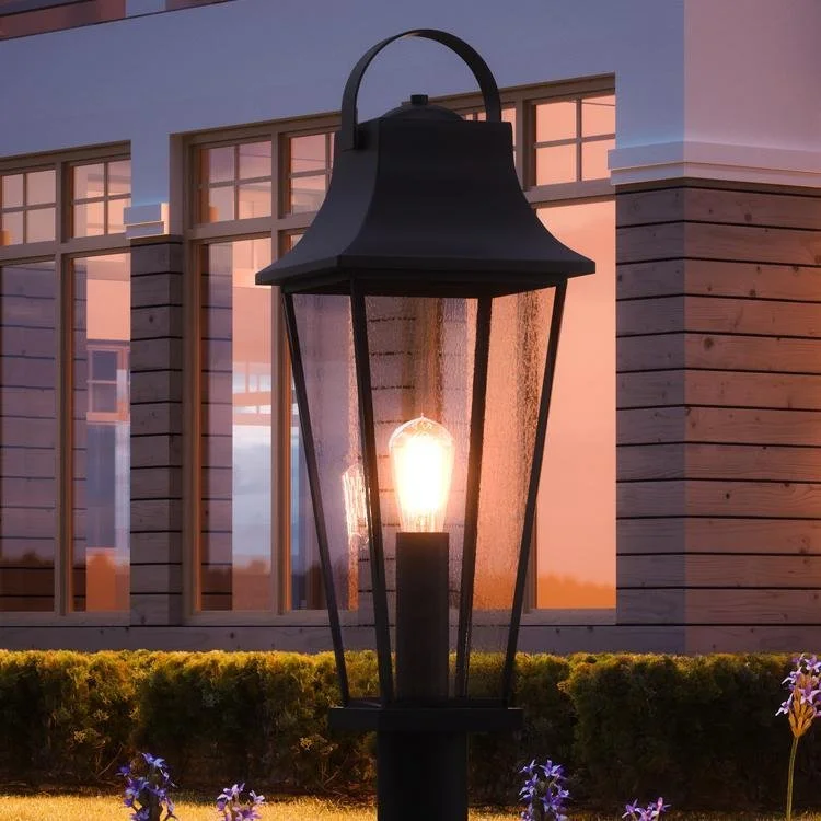 Industrial Lighting for Textile MillsUQL1284 Tudor Outdoor Post/Pier Light, 24.5"H x 8.75"W, Black Sand Finish, Constanta Collection Industrial Lighting for Textile MillsUQL1284 Tudor Outdoor Post/Pier Light, 24.5"H x 8.75"W, Black Sand Finish, Constanta Collection