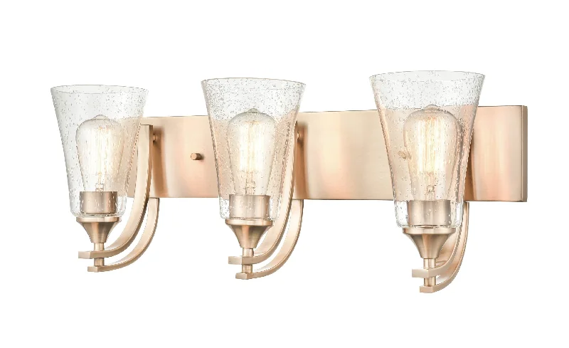 Industrial Lighting for Printing Press Facilities3 Lamps Natalie Vanity Light - Modern Gold - Clear Seeded Glass - 24in. Wide Industrial Lighting for Printing Press Facilities3 Lamps Natalie Vanity Light - Modern Gold - Clear Seeded Glass - 24in. Wide