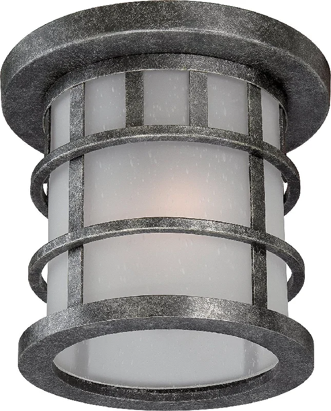 Nuvo Lighting 60-5736 Manor Collection One Light Energy Star GU24 Exterior Outdoor Ceiling Lantern in Aged Silver Finish Nuvo Lighting 60-5736 Manor Collection One Light Energy Star GU24 Exterior Outdoor Ceiling Lantern in Aged Silver Finish