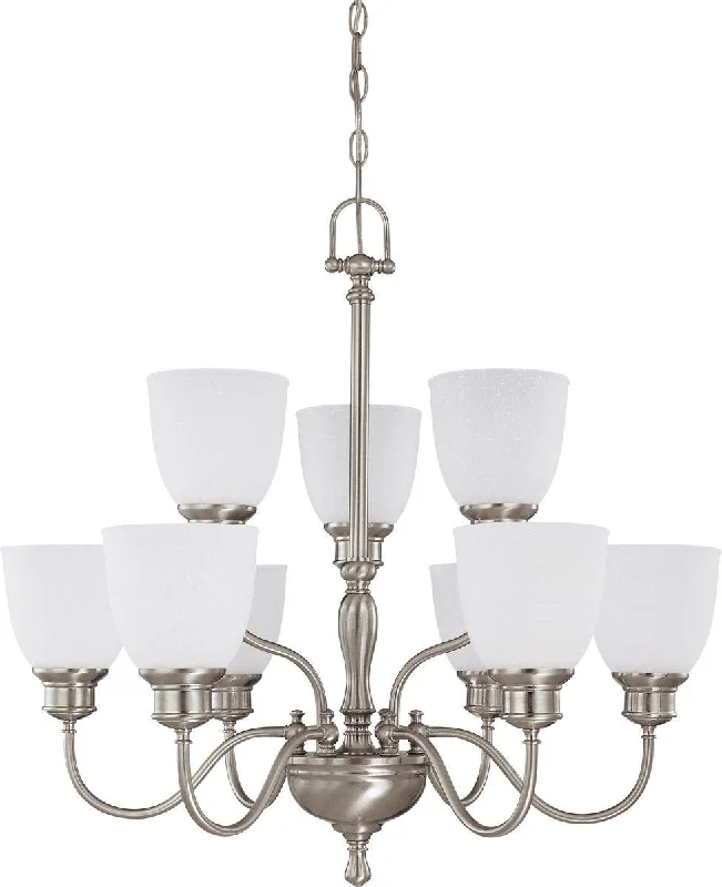 Nuvo Lighting 60-2779 Bella Collection Nine Light Hanging Chandelier in Brushed Nickel Finish Nuvo Lighting 60-2779 Bella Collection Nine Light Hanging Chandelier in Brushed Nickel Finish