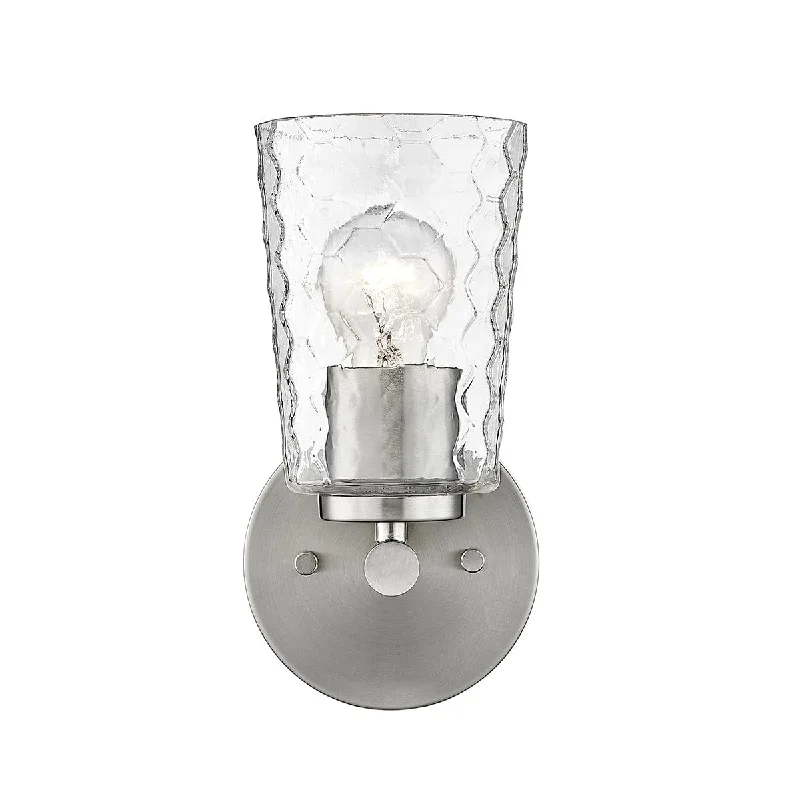 Industrial Lighting for Electronics ManufacturingAshli Wall Sconce - Brushed Nickel - Clear Honeycomb Glass - 5.5in. Extension - E26 Medium Base Industrial Lighting for Electronics ManufacturingAshli Wall Sconce - Brushed Nickel - Clear Honeycomb Glass - 5.5in. Extension - E26 Medium Base
