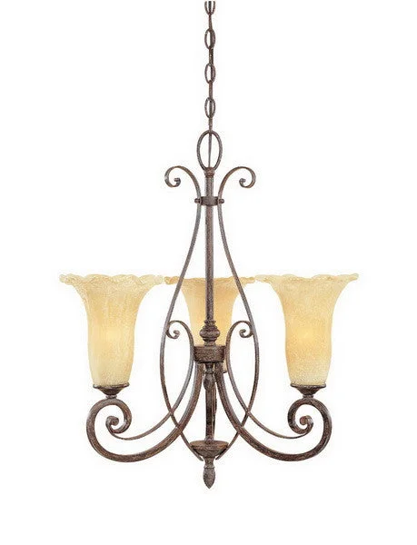 Designers Fountain Lighting 80983 WM Quinby Collection Three Light Hanging Chandelier in Warm Mahogany Finish Designers Fountain Lighting 80983 WM Quinby Collection Three Light Hanging Chandelier in Warm Mahogany Finish