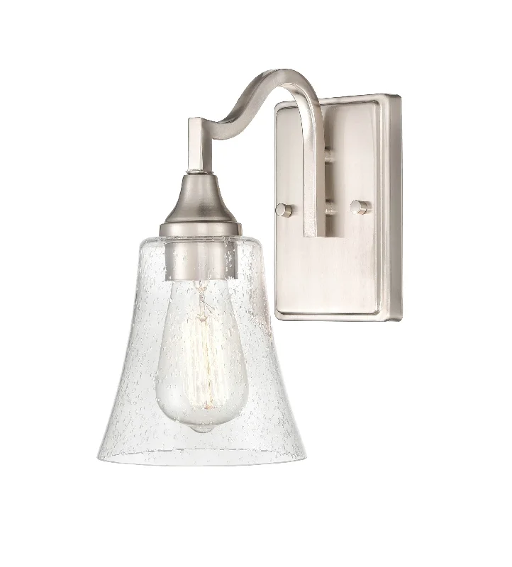 Industrial Lighting for Automotive Manufacturing PlantsCaily Wall Sconce - Brushed Nickel - Clear Seeded Glass - 9.5in. Extension - E26 Medium Base Industrial Lighting for Automotive Manufacturing PlantsCaily Wall Sconce - Brushed Nickel - Clear Seeded Glass - 9.5in. Extension - E26 Medium Base