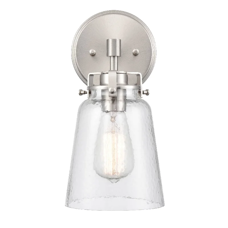 Color - Tunable Industrial Lighting for Special ApplicationsAmberose Wall Sconce - Brushed Nickel - Hammered Glass - 7.25in. Extension - E26 Medium Base Color - Tunable Industrial Lighting for Special ApplicationsAmberose Wall Sconce - Brushed Nickel - Hammered Glass - 7.25in. Extension - E26 Medium Base