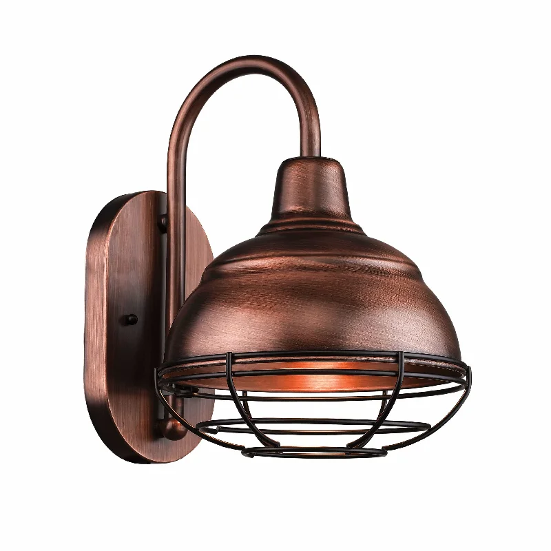 Industrial Task Lighting for Precision WorkstationsR Series 8in. Wall Sconce - Natural Copper - Wire Guard - 11in. Extension - E26 Medium Base Industrial Task Lighting for Precision WorkstationsR Series 8in. Wall Sconce - Natural Copper - Wire Guard - 11in. Extension - E26 Medium Base