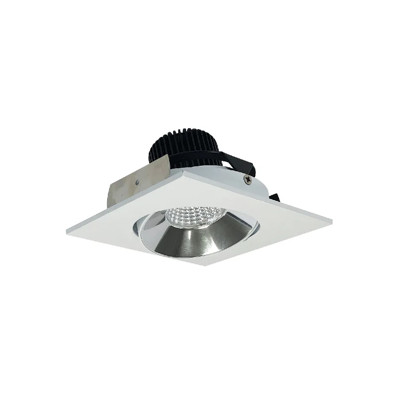 String Lights for Wedding ReceptionsNora Lighting NIO-4SCCDXCMPW 4" Iolite LED Square Adjustable Cone Reflector, 800lm / 14W, Comfort Dim - Specular Clear Reflector / Matte Powder White Flange