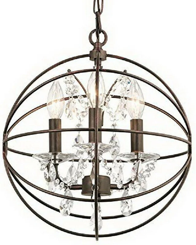 Kichler Lighting 34800 Coffee Copper Highlights Collection Three Hanging ORB with Crystal Pendant in Olde Bronze Finish Kichler Lighting 34800 Coffee Copper Highlights Collection Three Hanging ORB with Crystal Pendant in Olde Bronze Finish