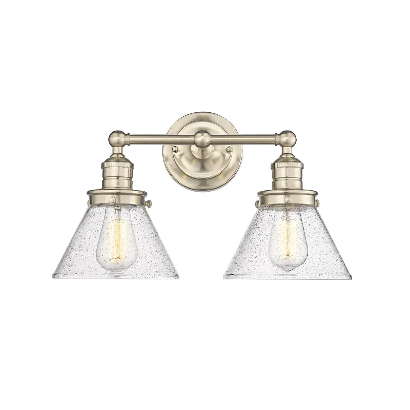 Adjustable Industrial Lighting for Flexible Illumination2 Lamps Eyden Vanity Light - Modern Gold - Clear Seeded Glass - 18.375in. Wide Adjustable Industrial Lighting for Flexible Illumination2 Lamps Eyden Vanity Light - Modern Gold - Clear Seeded Glass - 18.375in. Wide