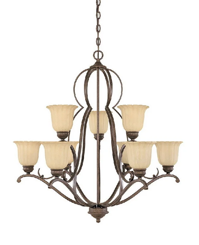 Designers Fountain Lighting 82689 FSN Radford Collection Nine Light Hanging Chandelier in Forged Sienna Finish