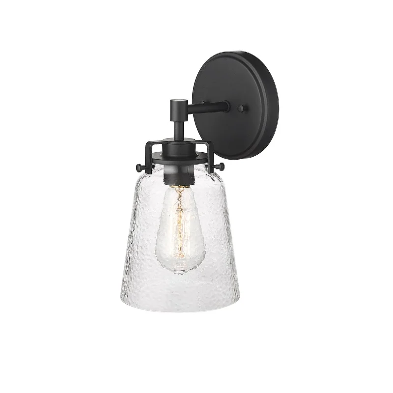 Adjustable Industrial Lighting for Flexible IlluminationAmberose Wall Sconce - Matte Black - Clear Hammered Glass - 7.2in. Extension - E26 Medium Base Adjustable Industrial Lighting for Flexible IlluminationAmberose Wall Sconce - Matte Black - Clear Hammered Glass - 7.2in. Extension - E26 Medium Base