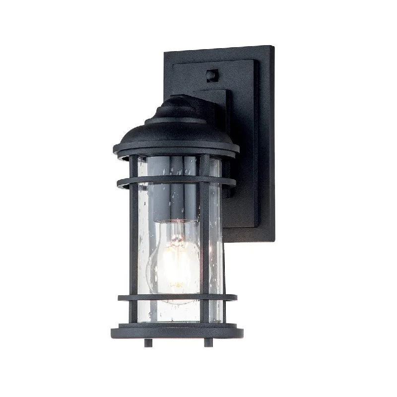 Lighthouse 1 Light Small/Medium Outdoor Lantern - Brushed Steel/Black E27 IP44