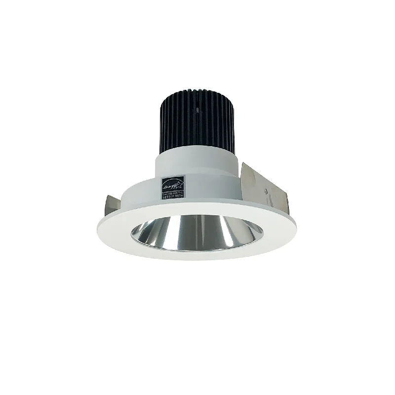 String Lights for Balcony DecorationNora Lighting NIO-4RNDC35XCMPW/10 4" Iolite LED Round Reflector, 1000lm / 14W, 3500K - Clear / Matte Powder White