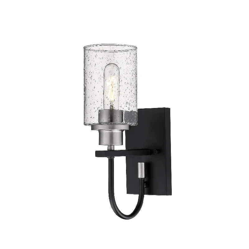 Industrial Lighting for Electronics ManufacturingClifton Wall Sconce - Matte Black / Brushed Nickel - Clear Seeded Glass - 7in. Extension - E26 Medium Base Industrial Lighting for Electronics ManufacturingClifton Wall Sconce - Matte Black / Brushed Nickel - Clear Seeded Glass - 7in. Extension - E26 Medium Base