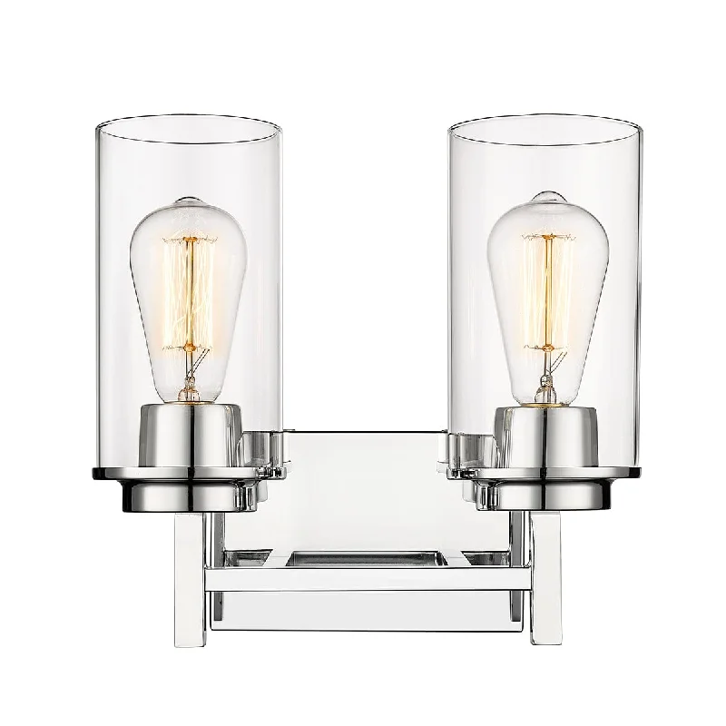 Dimmable Industrial Lighting for Ambiance Control2 Lamps Janna Vanity Light - Chrome - Clear Glass - 11.5in. Wide Dimmable Industrial Lighting for Ambiance Control2 Lamps Janna Vanity Light - Chrome - Clear Glass - 11.5in. Wide