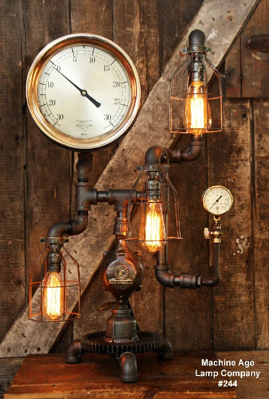 Industrial Lighting for Printing Press FacilitiesSteampunk Industrial Lamp, Steam Gauge #244 - SOLD