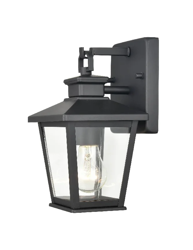 Industrial Lighting for Printing Press FacilitiesBellmon Outdoor Wall Sconce - Powder Coat Black - Clear Glass - 6.25in. Extension - E26 Medium Base Industrial Lighting for Printing Press FacilitiesBellmon Outdoor Wall Sconce - Powder Coat Black - Clear Glass - 6.25in. Extension - E26 Medium Base