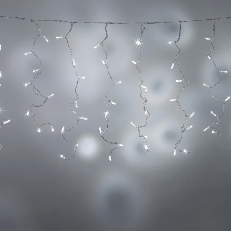 String Lights with Clear Bulbs for a Classic LookCore Connect 16m x 1m 768 White Connectable Curtain Lights Clear Cable